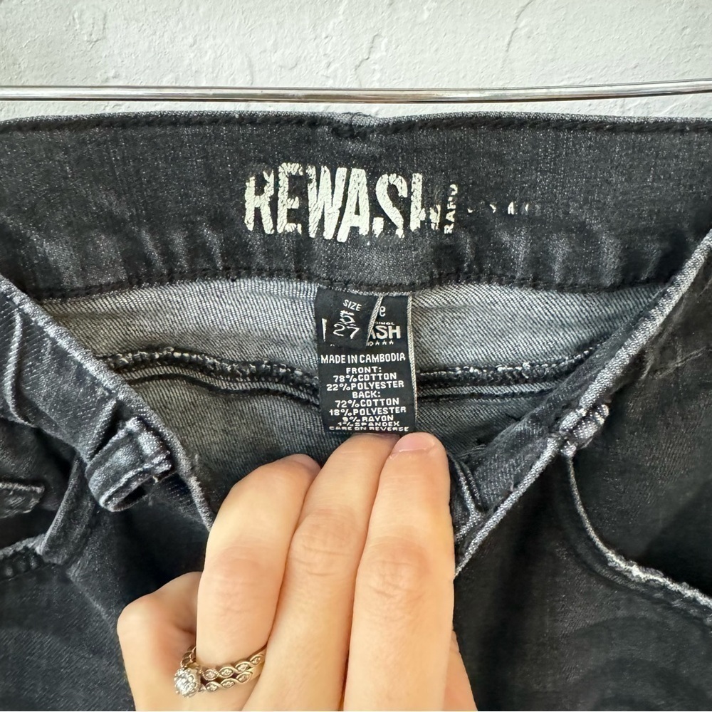 Rewash Black Distressed Elastic Waist Denim Jeans 5/27 - Picture 6 of 10